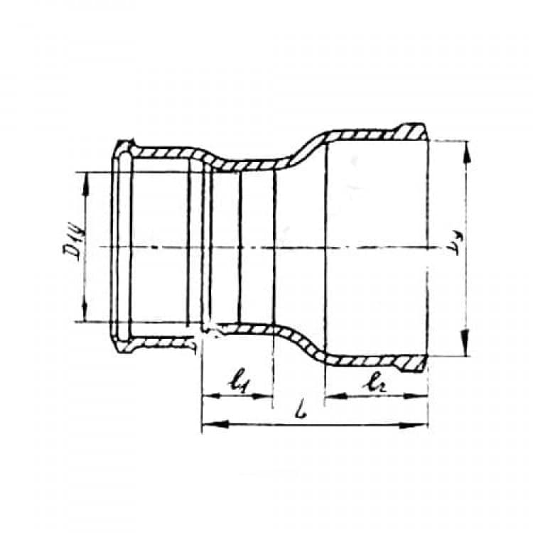 Патрубок канализационный безнапорный переходной чугунный Ду 150х100 Кронтиф в Санкт-Петербурге фото 2